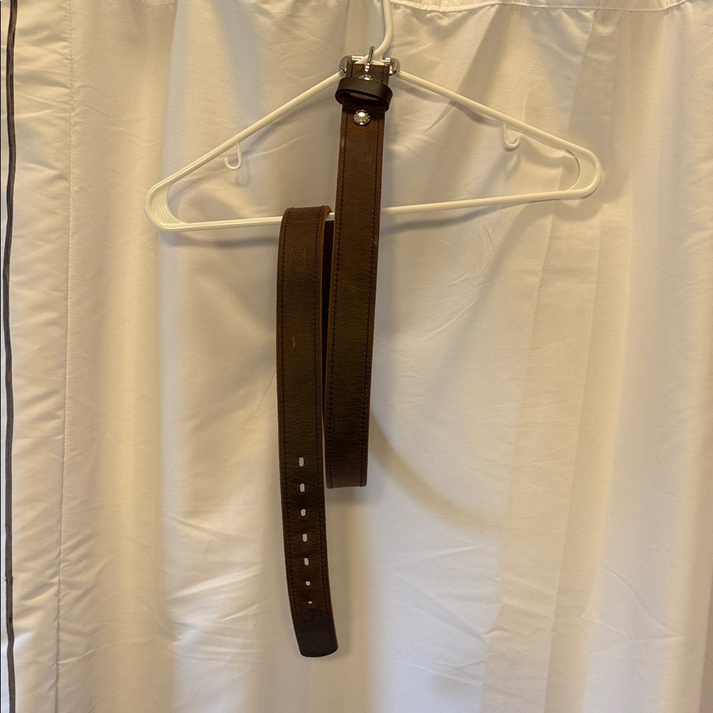 Elegant Brown Leather Men's Belt